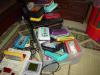 A close-up of my host family's extensive Famicom game collection.