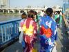 Many female festival goers, and some male revelers, wear the traditional summer kimono called yukata.